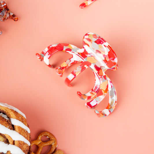 mary grote haarspeld clips dik lang haar marmer rood grijs