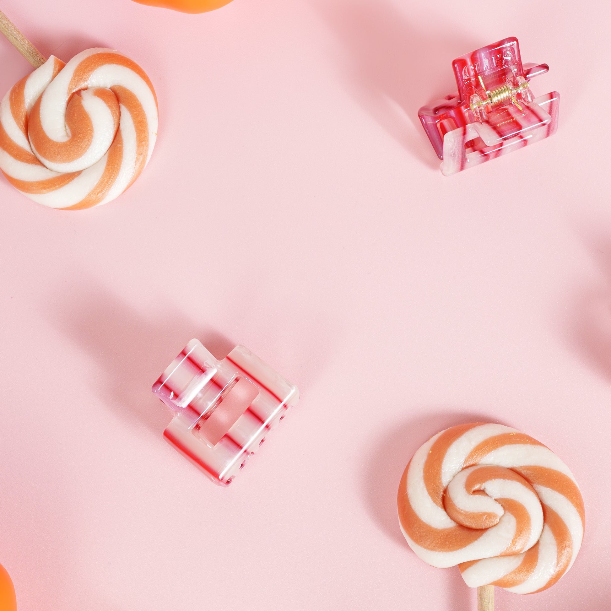 Mini Viv clip kleine vierkante haarspeld rood gestreept