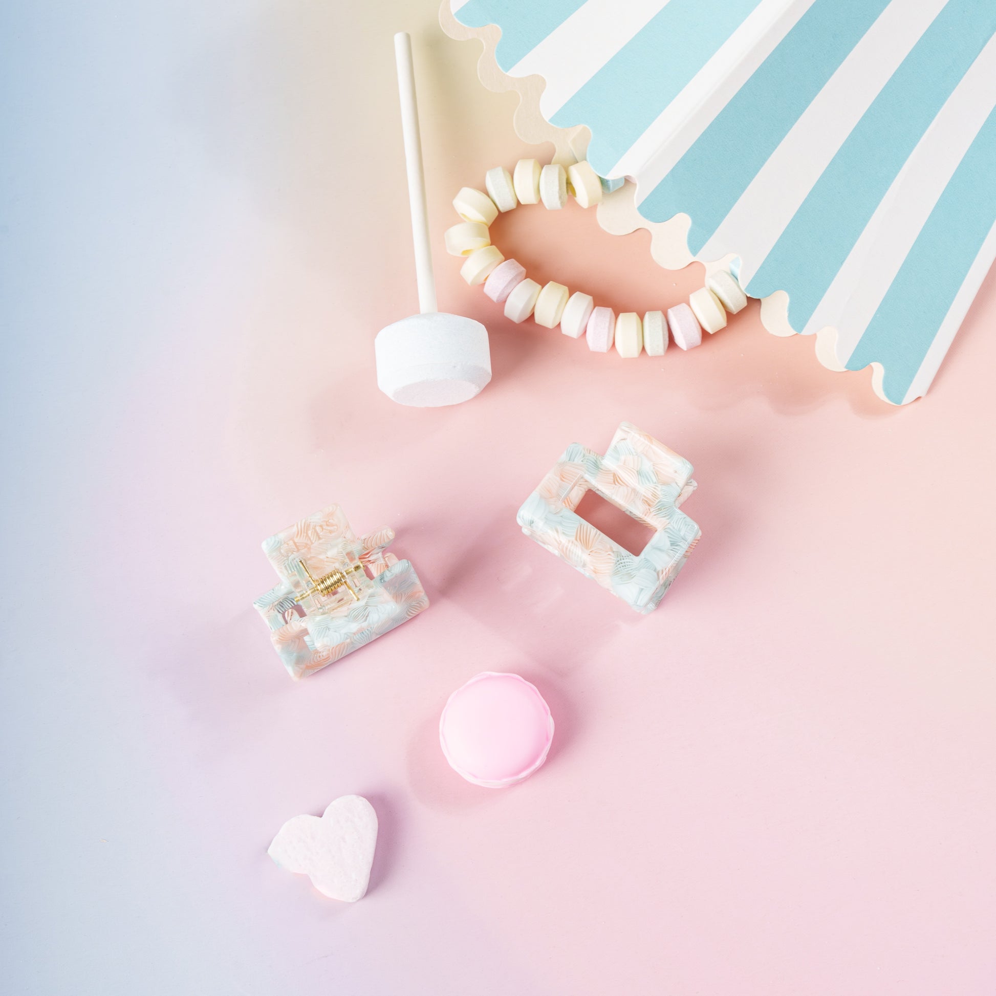 Mini Viv clip kleine vierkante haarspeld roze turquoise