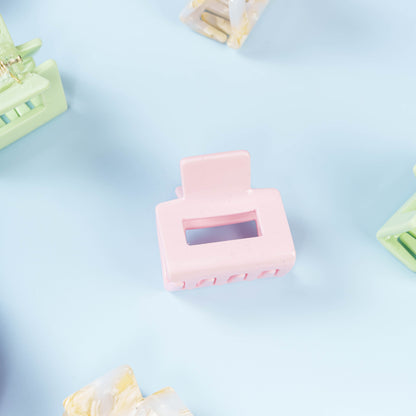 Mini Viv clip kleine vierkante haarspeld roze