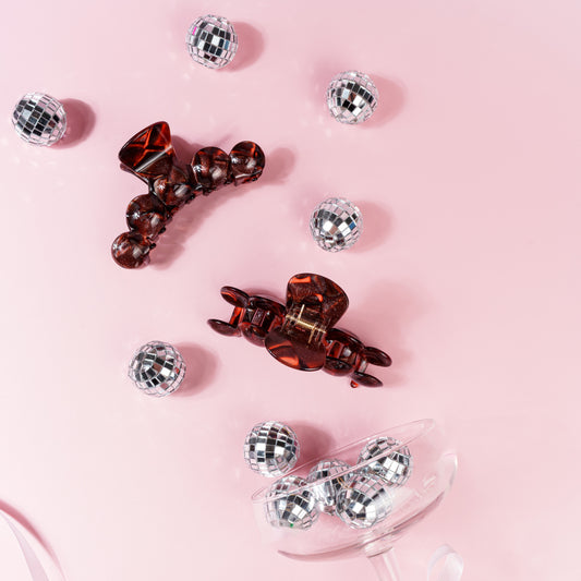 Noé clip bubbly grote haarspeld glitter donkerbruin