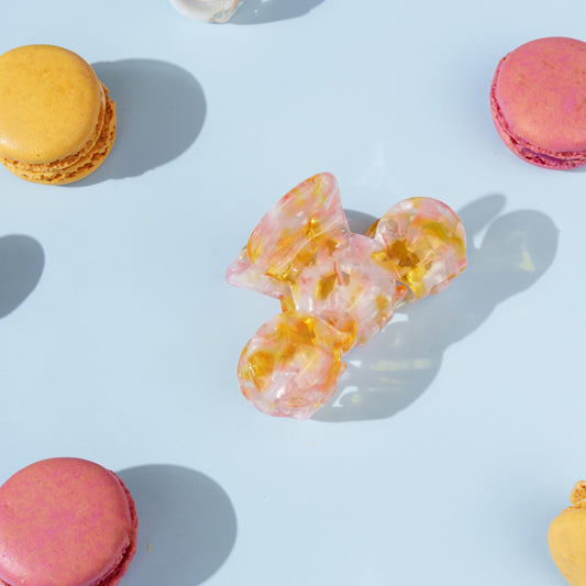 Nomi clip bubbly haarspeld geel roze
