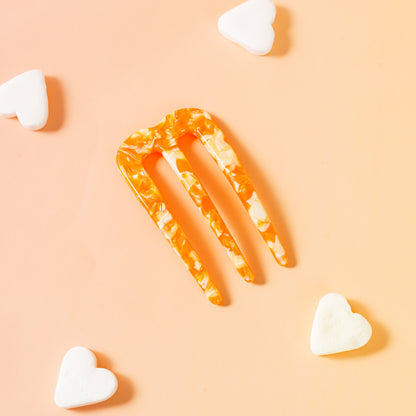 polly french pin clip glad fijn haar marmer oranje
