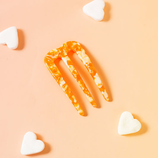 polly french pin clip glad fijn haar marmer oranje