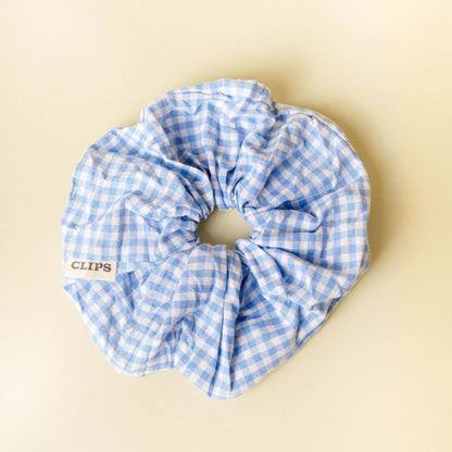 grote scrunchie blauw geruit