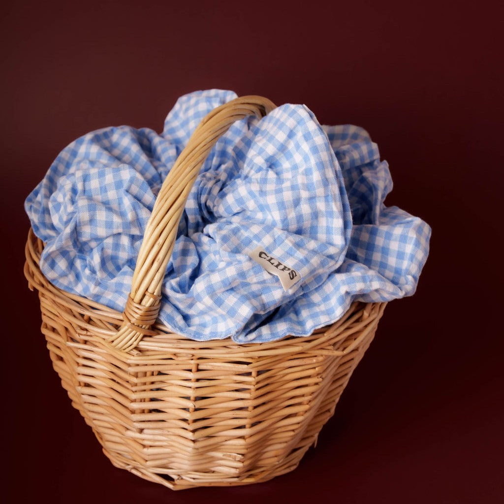 grote scrunchie blauw geruit
