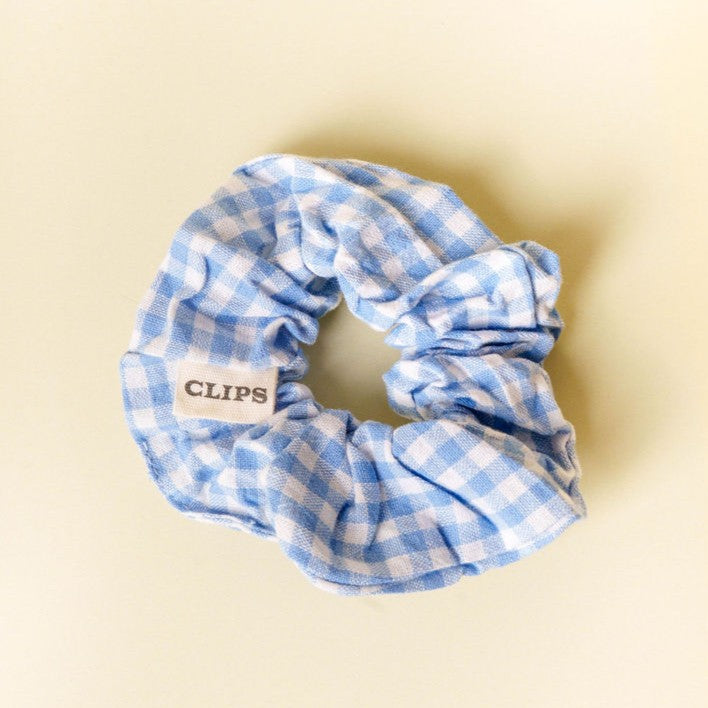 scrunchie blauw geruit