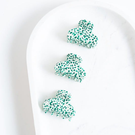 groen gespikkeld clip haarspeld haarklem knijpt goed dik haar fijn dun clips 