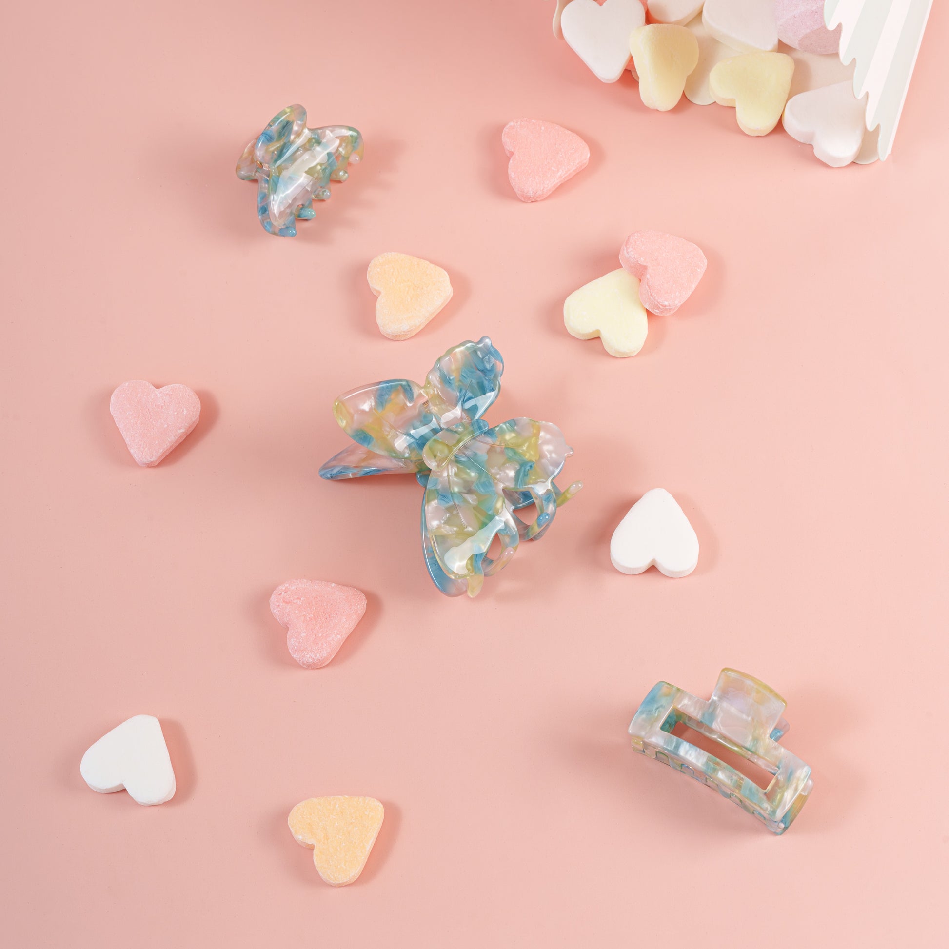 haarspeld clips haarklem vlinder marmer blauw groen roze
