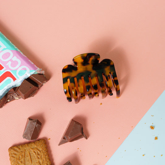 Clips haarspeld haarklem extra tandjes fijn haar glad haar marmer bruin