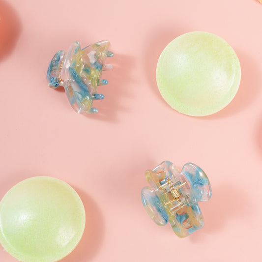 kleine haarspeld lili clips fijn haar knijpt goed stevig marmer blauw roze groen