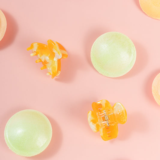 kleine haarspeld lili clips fijn haar knijpt goed stevig marmer geel oranje