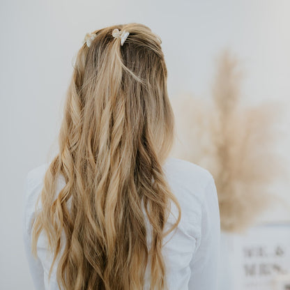 kleine haarspeld fijn haar haarklem clip clips glad haar knijpt goed stevig wit ecru 