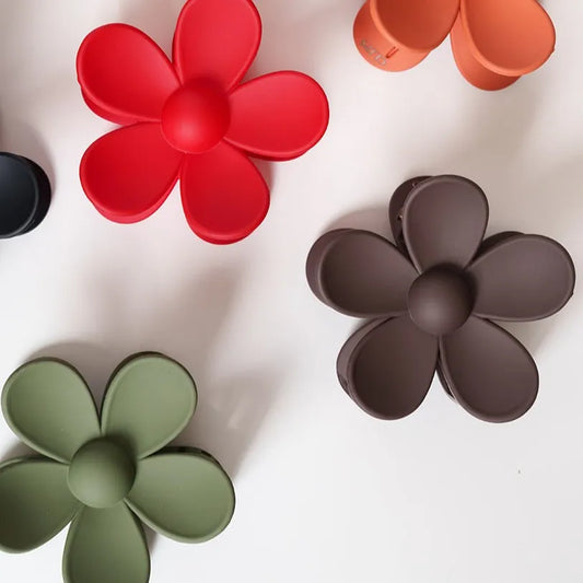 haarspeld bloem haarklem clips extra tandjes glad haar fijn dik stevig bruin rood groen