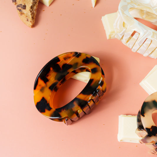 ovale clip haarspeld marmer bruin fijn haar dik haar